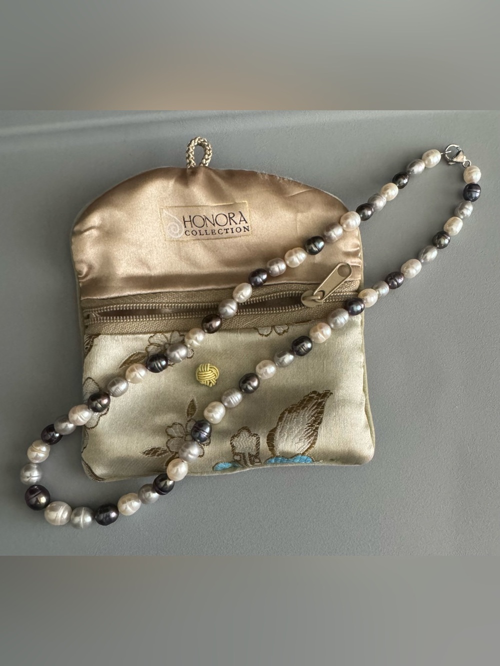 Honora Two-Tone Freshwater Pearl Necklace in Cream and Gray. 20 inches